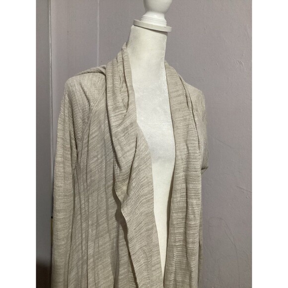 Talbots Beige Linen Blend Lightweight Long Sleeve Open Front Cardigan XL - Picture 2 of 5